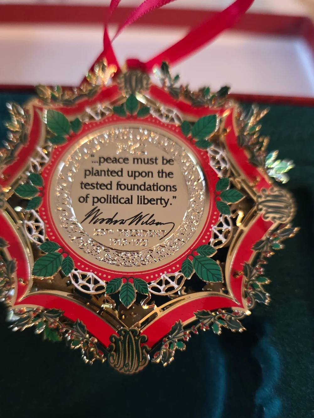 The White House Holiday Wreath Ornament with Dove Design - 2013 Christmas